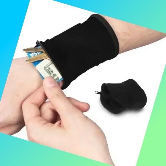 Elastic Wireless Headphones Headband And Sports Wrist Pouch Set - Picture 7 of 8